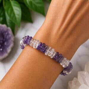 Amethyst & Clear Quartz Chip Bracelet